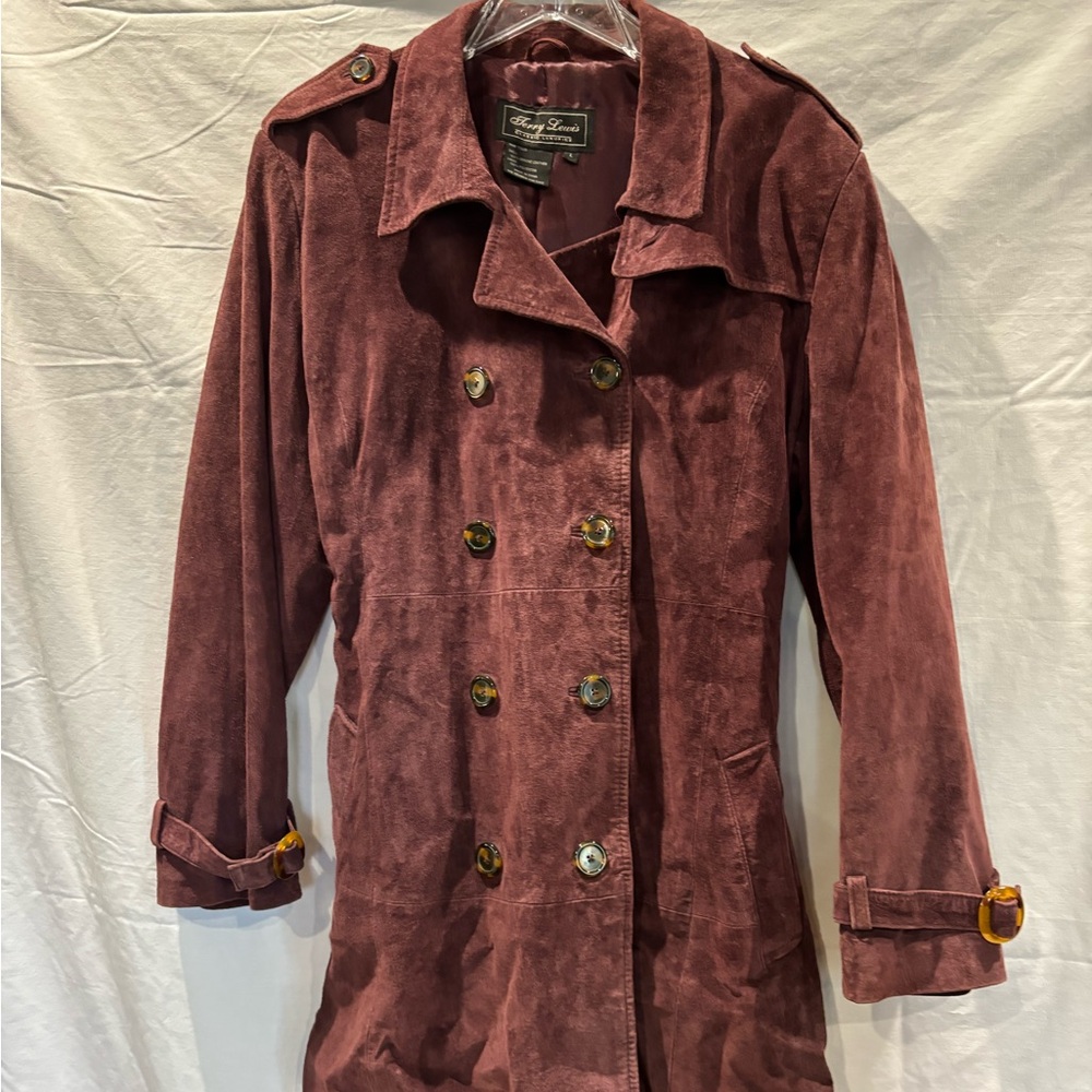 Terry Lewis Classic Luxuries Maroon Suede Trench Coat